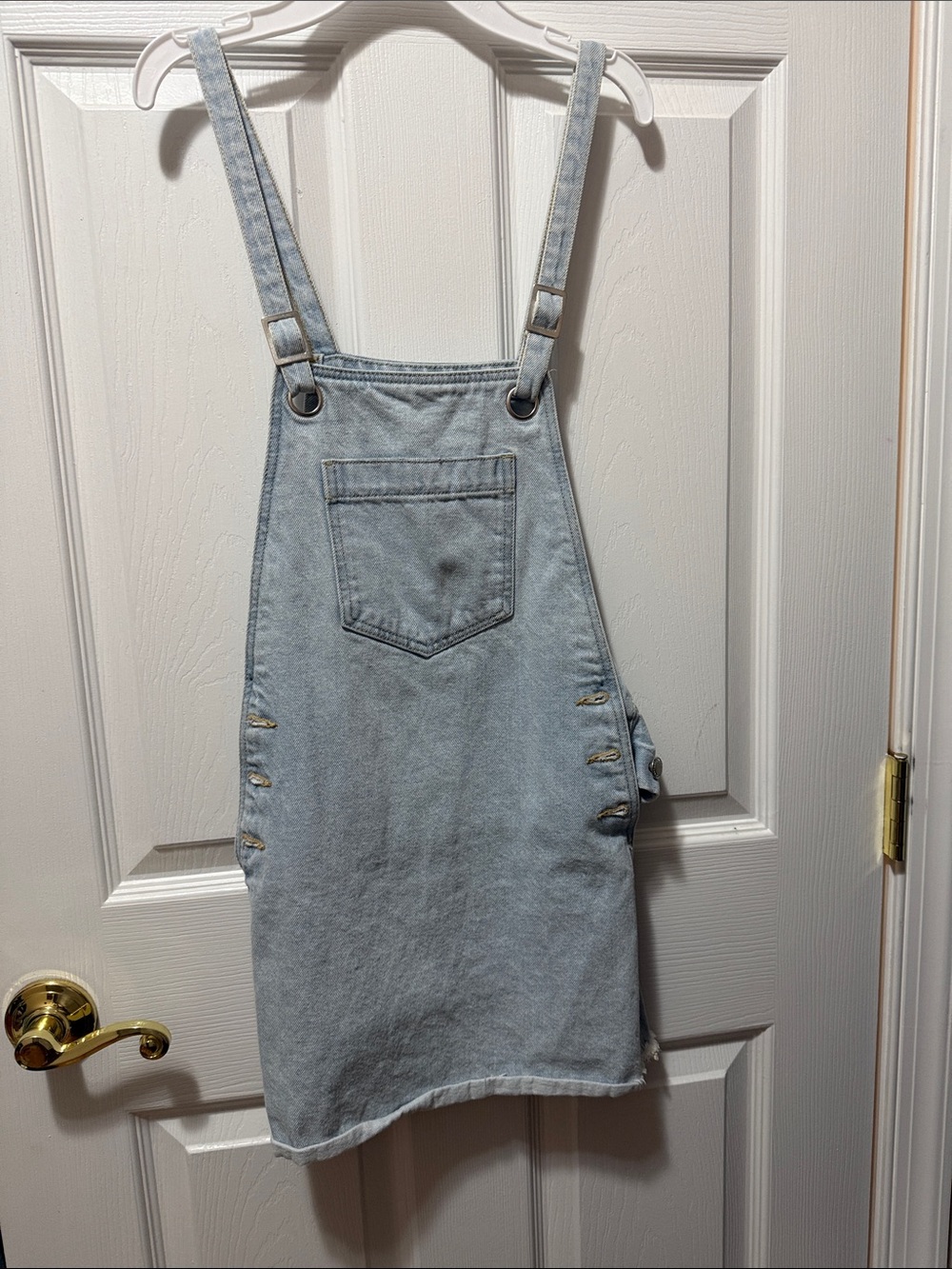 Zara faded blue denim pinafore dress